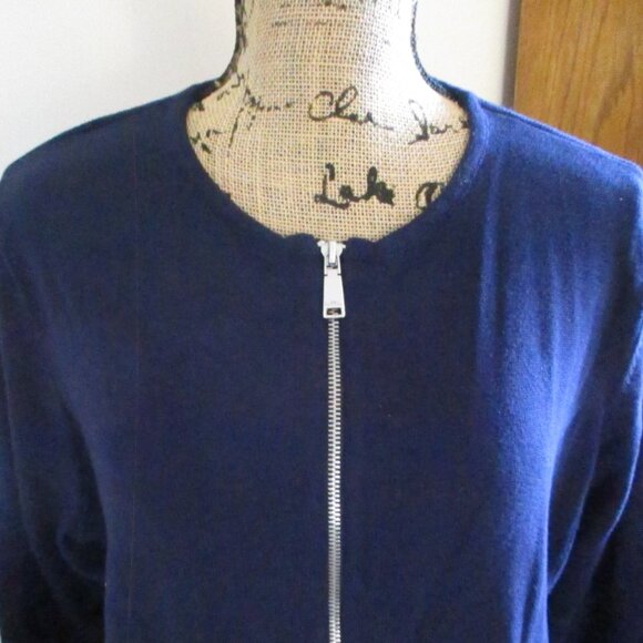 Lauren Ralph Lauren Women's Full Zip Cardigan, Long Sleeve,  Navy Blue, Size 2X - Picture 2 of 15